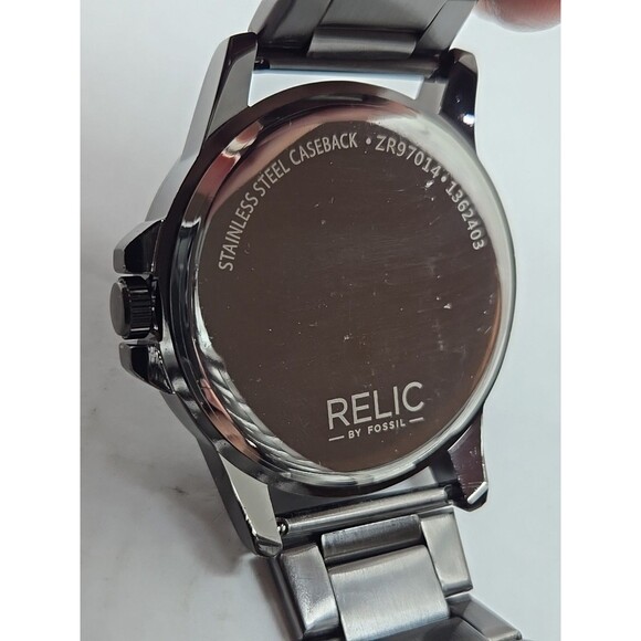 Relic By Fossil Rylan Diamond Black Steel Mens Quartz Watch ZR97014 New Battery - Picture 11 of 11